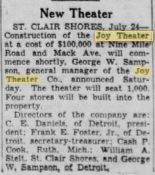 Shores Theatre - 1937 Article